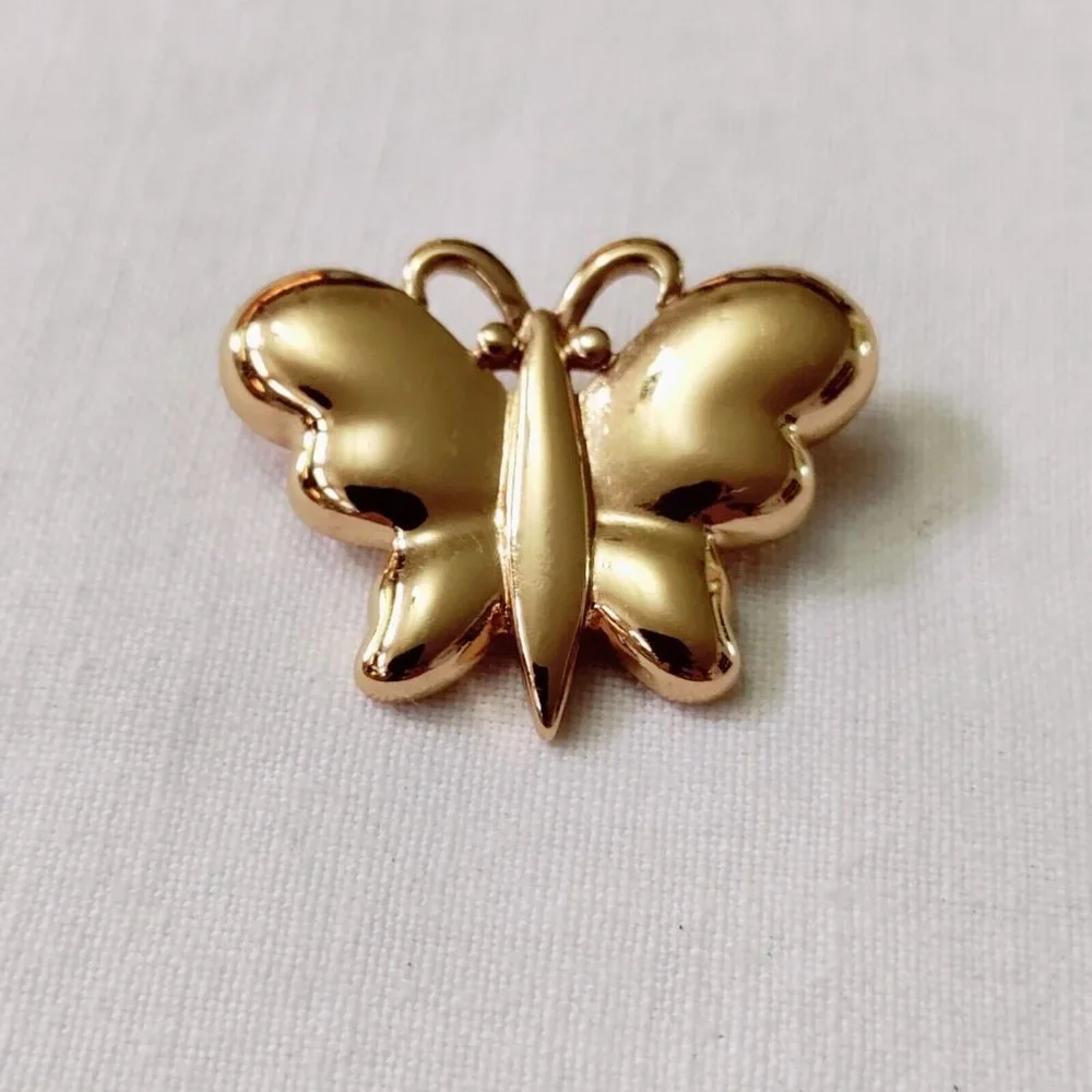 4/$20 Vintage Monet Signed Gold Tone Butterfly Brooch Pin Smooth Simple 1